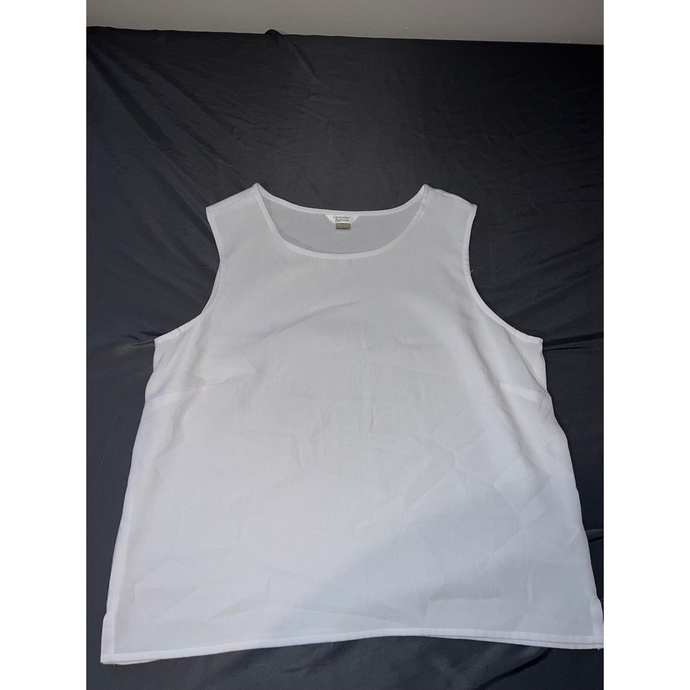 Christopher & Banks Womens Large White Sleeveless Scoop Neck Tank Top Blouse